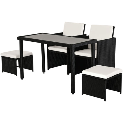 Poly Rattan Dining Set Garden Set Furniture 11 pcs with Cushions Black