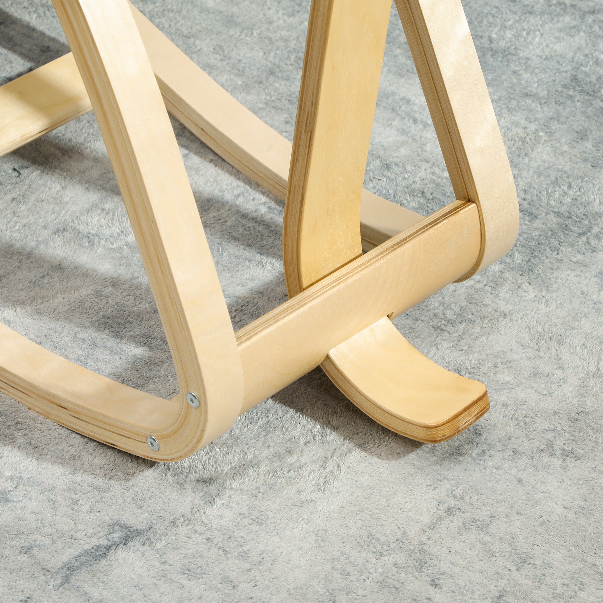 Ergonomic Kneeling Chair with Backrest — Birch Wood Office & Meditation Stool (Dark Blue)