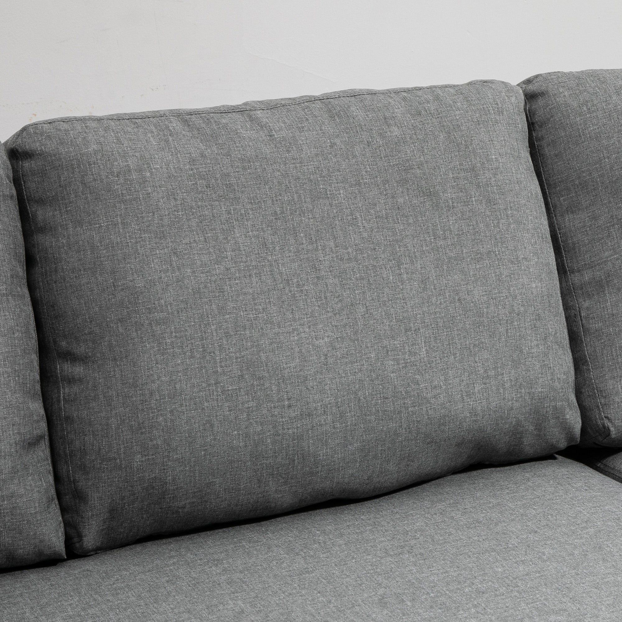 Gray Linen-Look Fabric Convertible Corner Sofa Bed with Reversible Chaise, Integrated Storage Chest, 3 Back Cushions
