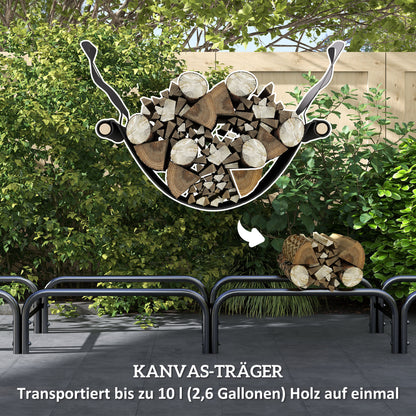 Metal Firewood Rack 240 x 36 x 99cm Firewood Holder with Waterproof Cover Protective Cover Outdoor Wood Stand up to 200kg Firewood Rack for Firewood, Fireplace Wood Storage for Garden Outdoors Black