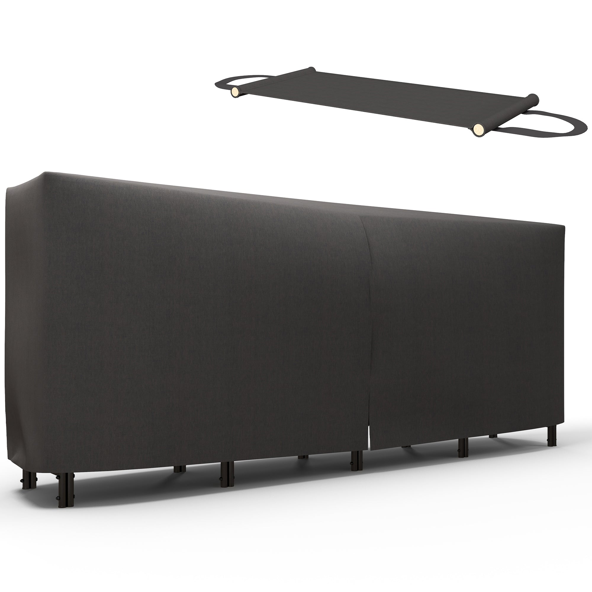 Metal Firewood Rack 240 x 36 x 99cm Firewood Holder with Waterproof Cover Protective Cover Outdoor Wood Stand up to 200kg Firewood Rack for Firewood, Fireplace Wood Storage for Garden Outdoors Black