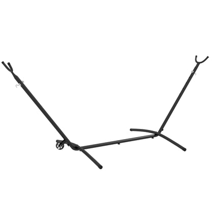 Steel Outdoor Hammock Stand 90 x 120 x 115 cm Hammock Stand with Carrying Bag Hooks Hammock Frame up to 220 kg for Garden Beach Camping Black