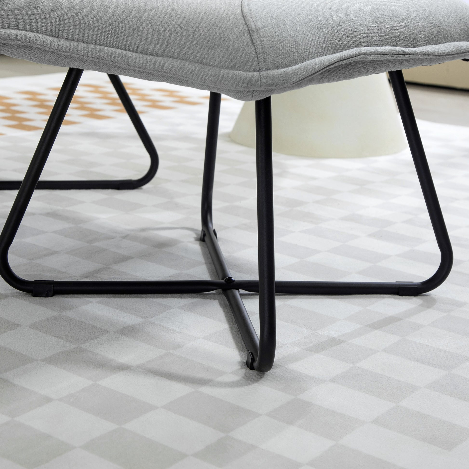 Living Room Armchair with Footrest Armless Relaxing Chair for Bedroom with Cross Steel Legs for Living Room Light Gray