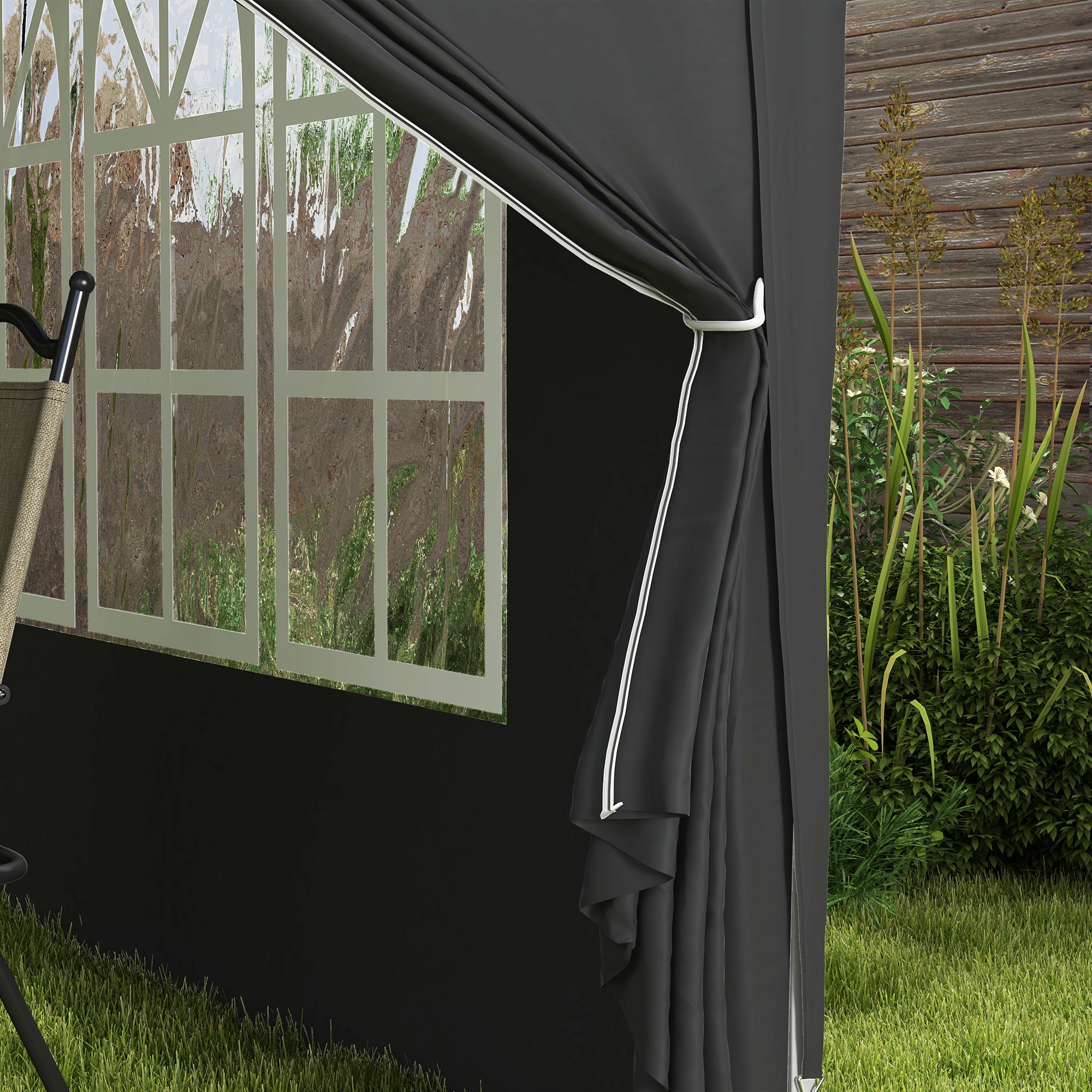 Pavilion approx. 3x3m, Water-Resistant Stable Winterproof Pop-up Folding Pavilion, UV Protection 50+, Foldable Party Tent Garden Gazebo with 4 Side Walls Bag Garden Pavilion for Camping Garden, Black