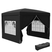 Pavilion approx. 3x3m, Water-Resistant Stable Winterproof Pop-up Folding Pavilion, UV Protection 50+, Foldable Party Tent Garden Gazebo with 4 Side Walls Bag Garden Pavilion for Camping Garden, Black