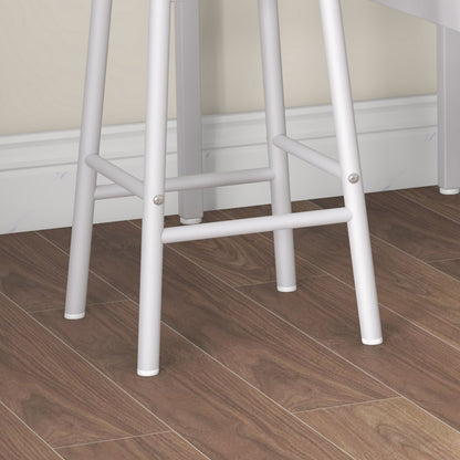 High Bar Table Set with 2 Stools High Kitchen Table with Stools Industrial Style Steel Frame High Table for Dining Natural and White