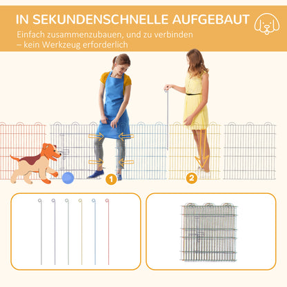 Puppy Playpen Puppy Run for Pets, 6 Pieces 60 cm Puppy Fence, DIY Playpen, Playpen with Door, Metal, Multicolored