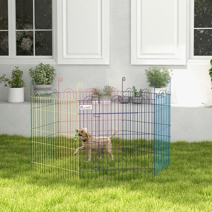 Puppy Playpen Puppy Run for Pets, 6 Pieces 60 cm Puppy Fence, DIY Playpen, Playpen with Door, Metal, Multicolored