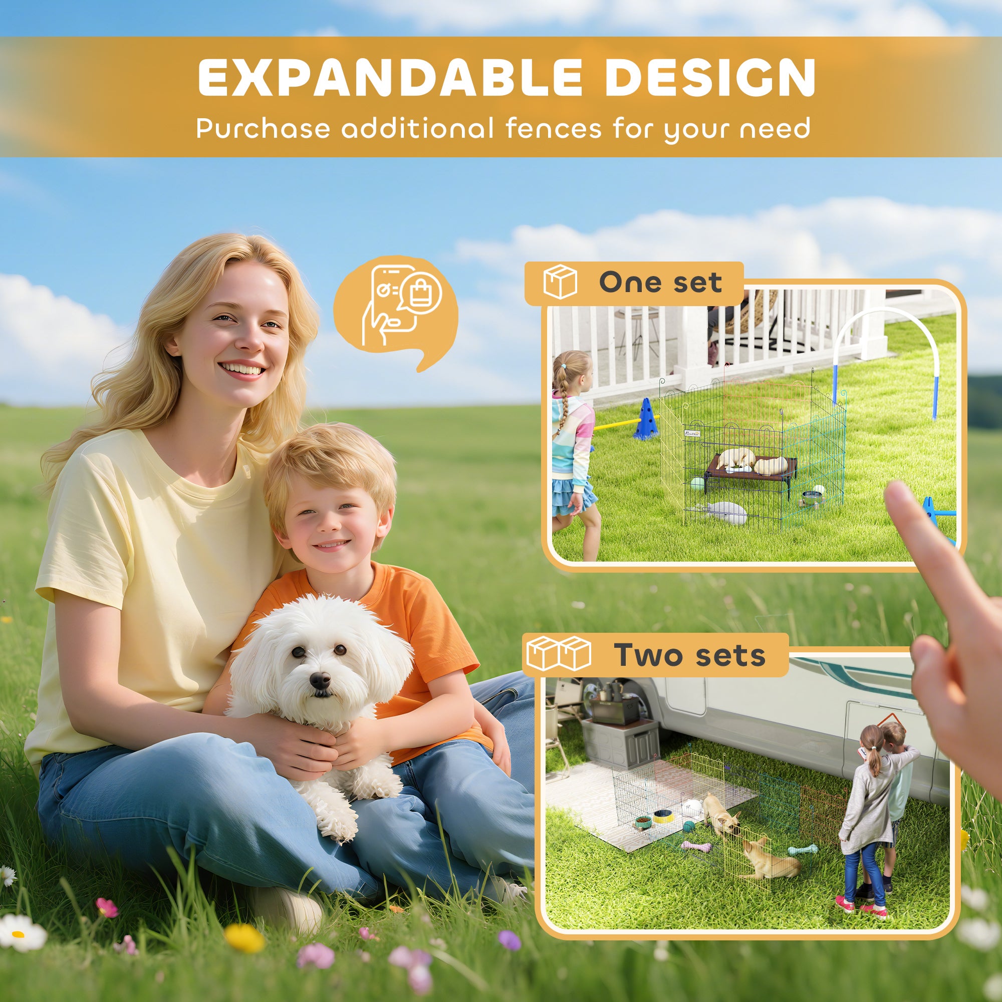 Puppy Playpen Puppy Run for Pets, 6 Pieces 60 cm Puppy Fence, DIY Playpen, Playpen with Door, Metal, Multicolored