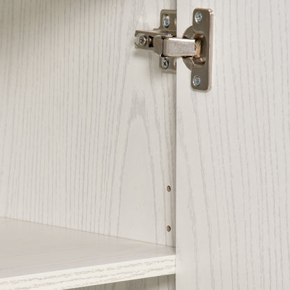 Multi-Purpose Kitchen Mobile Cabinet with Wheels, Cabinet and Shelf for Microwave, Tall Sideboard in Chipboard, 60.4x40.3x97cm White