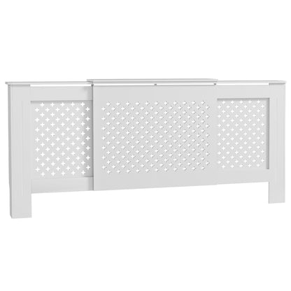 Adjustable Radiator Cover in Contemporary Honeycomb Design 136-200 x 21.5 x 91.7 cm Wooden Radiator Cover for Bedroom, Living Room - White