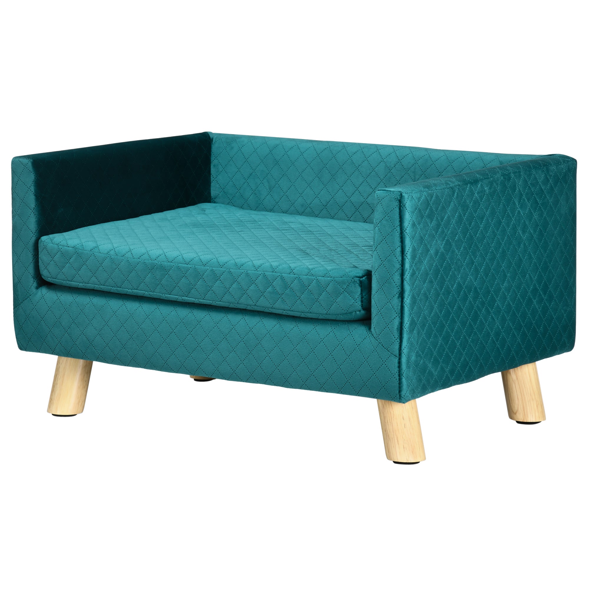 Dog Sofa Bed Scandinavian Design Cushion Wooden Legs 64 x 45 x 36 cm Navy Blue Velvet