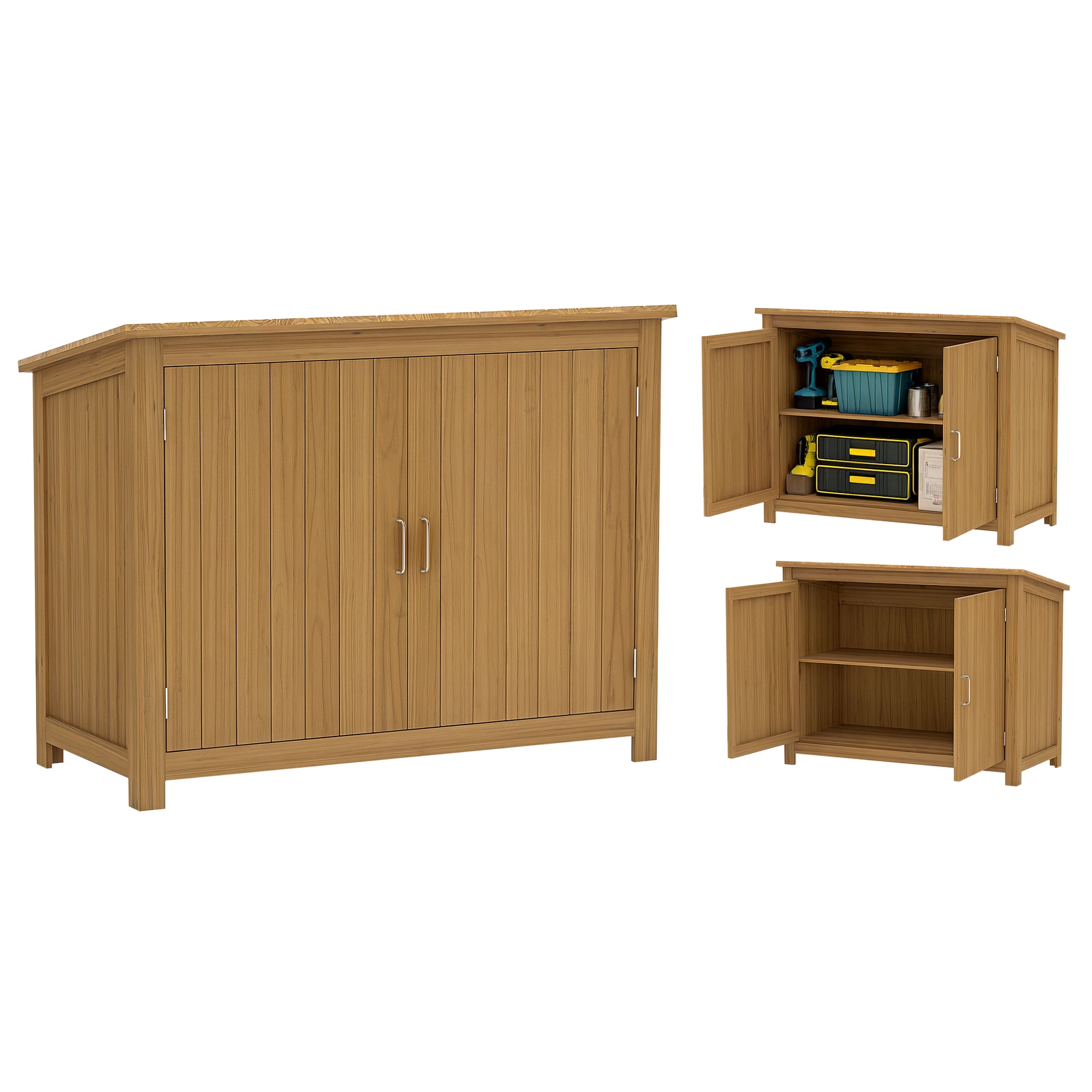 Wooden Garden Shed, Weatherproof Tool Shed 110x50x85cm, Toolhouse with Door, Lean-to Roof, Shelves, Tool Cabinet, Garden House Tool Shed for Garden Terrace Backyard, Brown