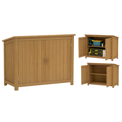 Wooden Garden Shed, Weatherproof Tool Shed 110x50x85cm, Toolhouse with Door, Lean-to Roof, Shelves, Tool Cabinet, Garden House Tool Shed for Garden Terrace Backyard, Brown