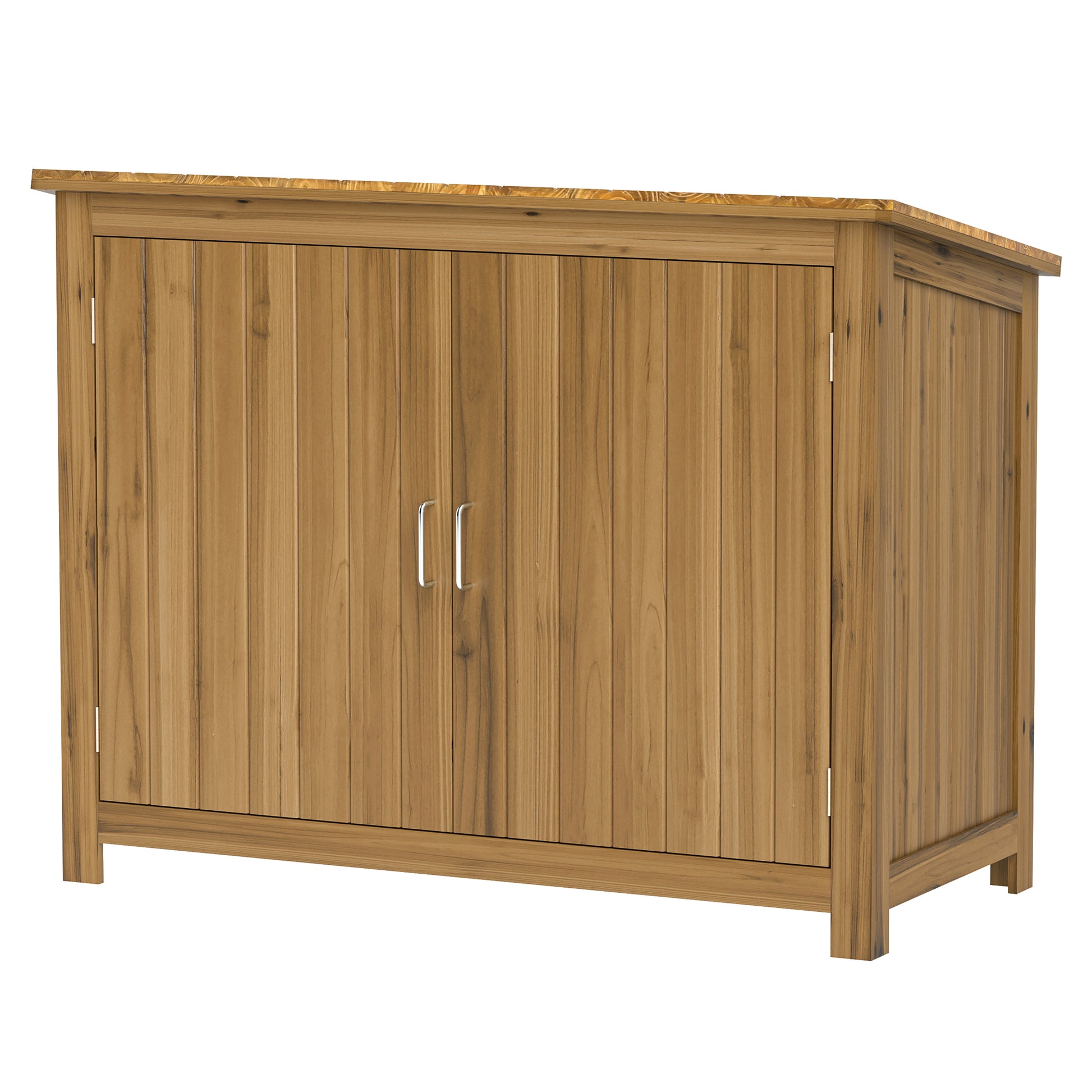 Wooden Garden Shed, Weatherproof Tool Shed 110x50x85cm, Toolhouse with Door, Lean-to Roof, Shelves, Tool Cabinet, Garden House Tool Shed for Garden Terrace Backyard, Brown