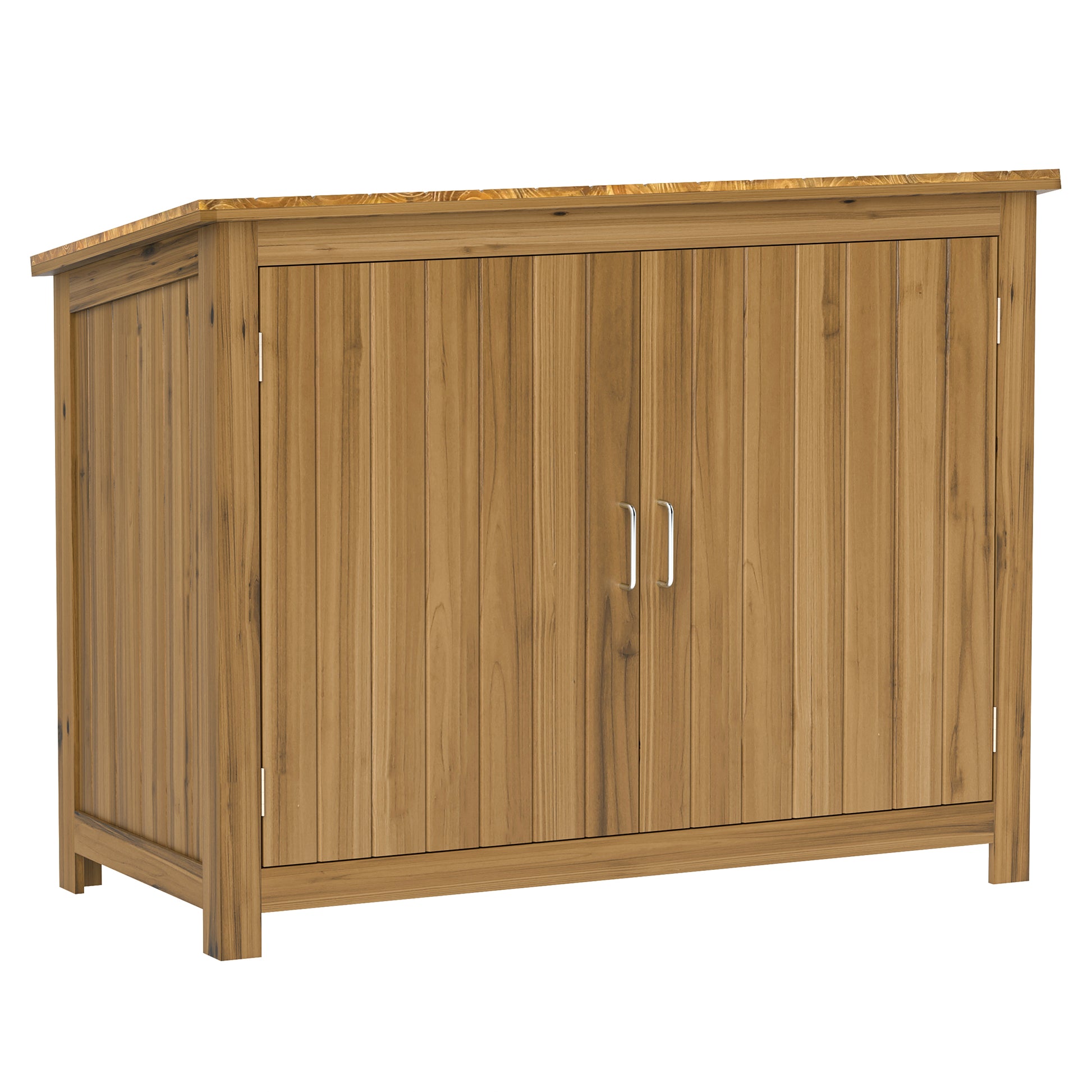 Wooden Garden Shed, Weatherproof Tool Shed 110x50x85cm, Toolhouse with Door, Lean-to Roof, Shelves, Tool Cabinet, Garden House Tool Shed for Garden Terrace Backyard, Brown