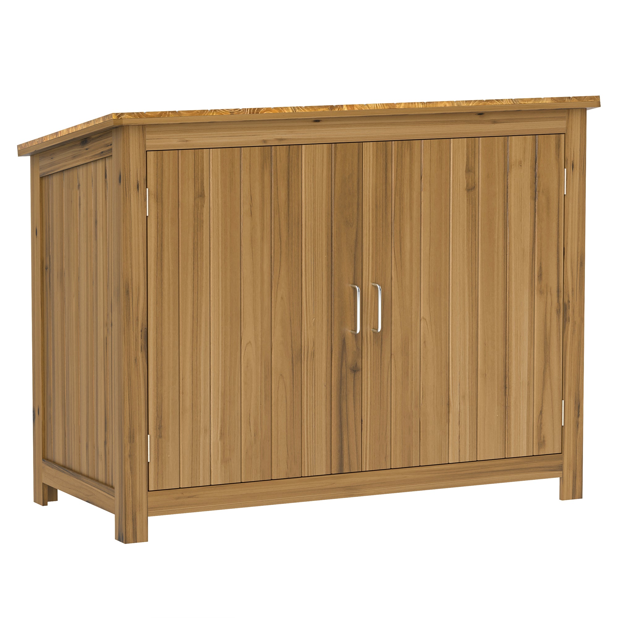 Wooden Garden Shed, Weatherproof Tool Shed 110x50x85cm, Toolhouse with Door, Lean-to Roof, Shelves, Tool Cabinet, Garden House Tool Shed for Garden Terrace Backyard, Brown