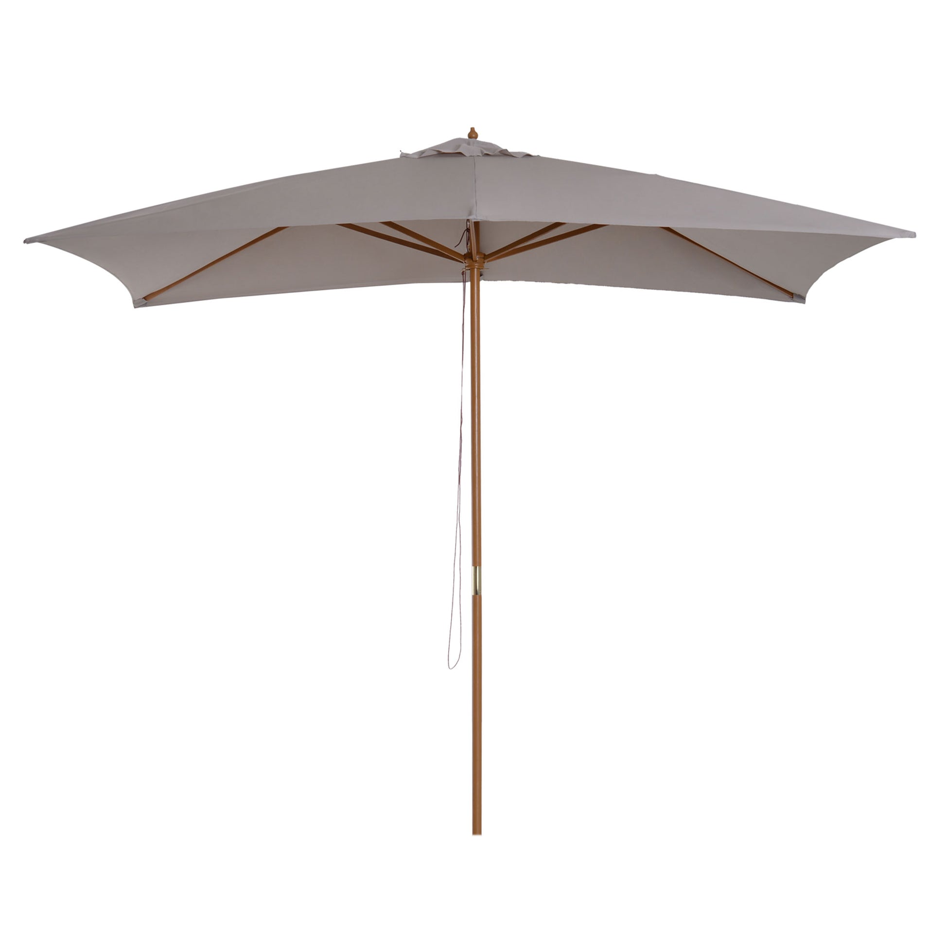 Patio Umbrella 295x200 cm with Wooden Pole Bamboo Ribs and Pulley Garden Parasol Rectangular Waterproof for Patio or Terrace Classic Style Gray