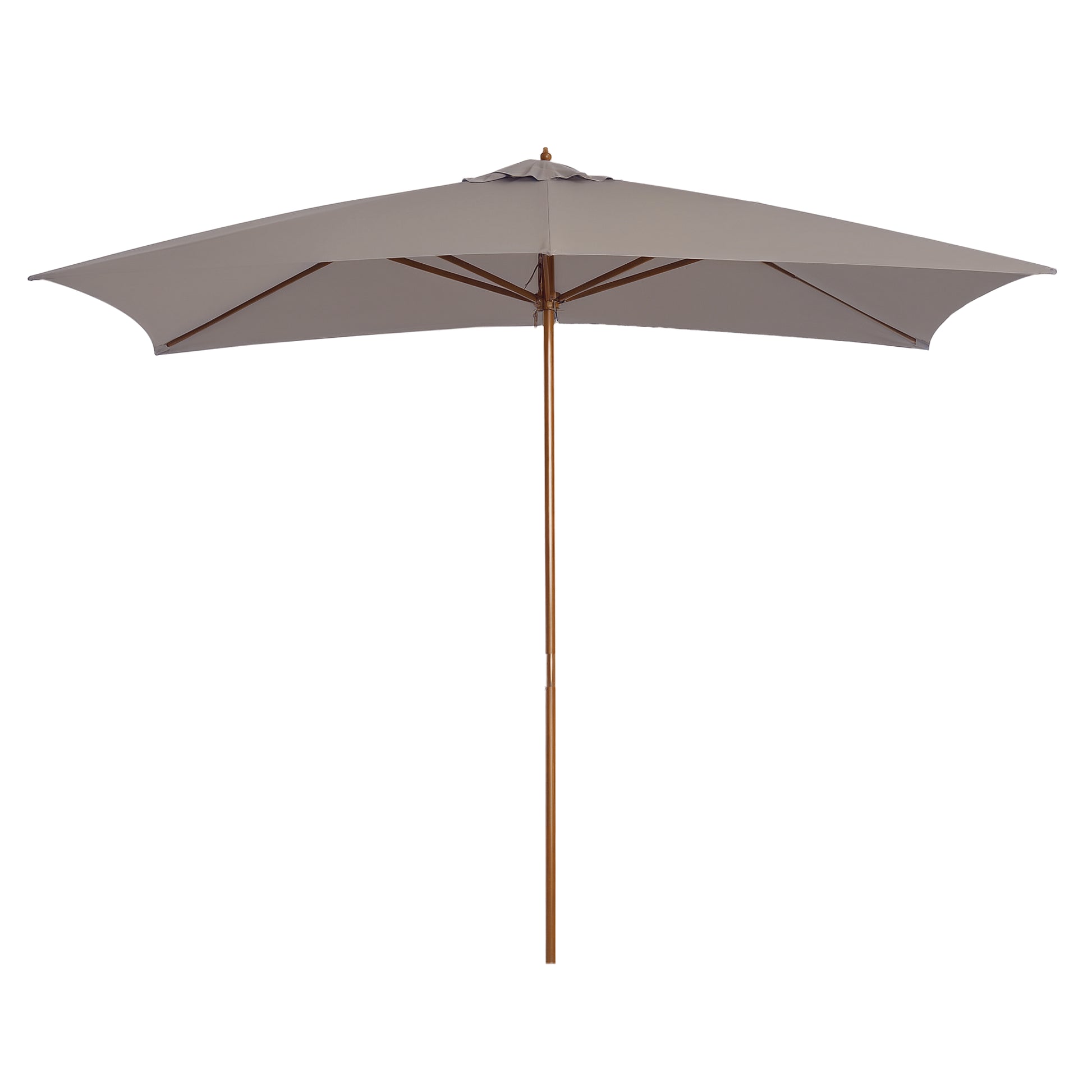 Patio Umbrella 295x200 cm with Wooden Pole Bamboo Ribs and Pulley Garden Parasol Rectangular Waterproof for Patio or Terrace Classic Style Gray