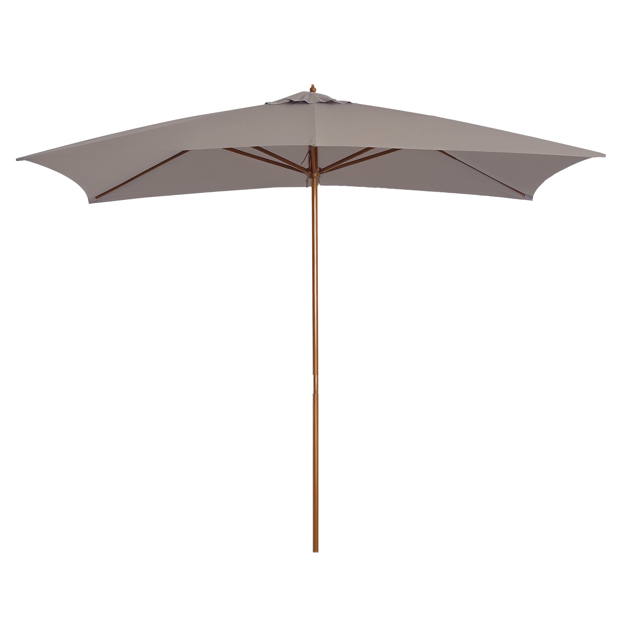 Patio Umbrella 295x200 cm with Wooden Pole Bamboo Ribs and Pulley Garden Parasol Rectangular Waterproof for Patio or Terrace Classic Style Gray