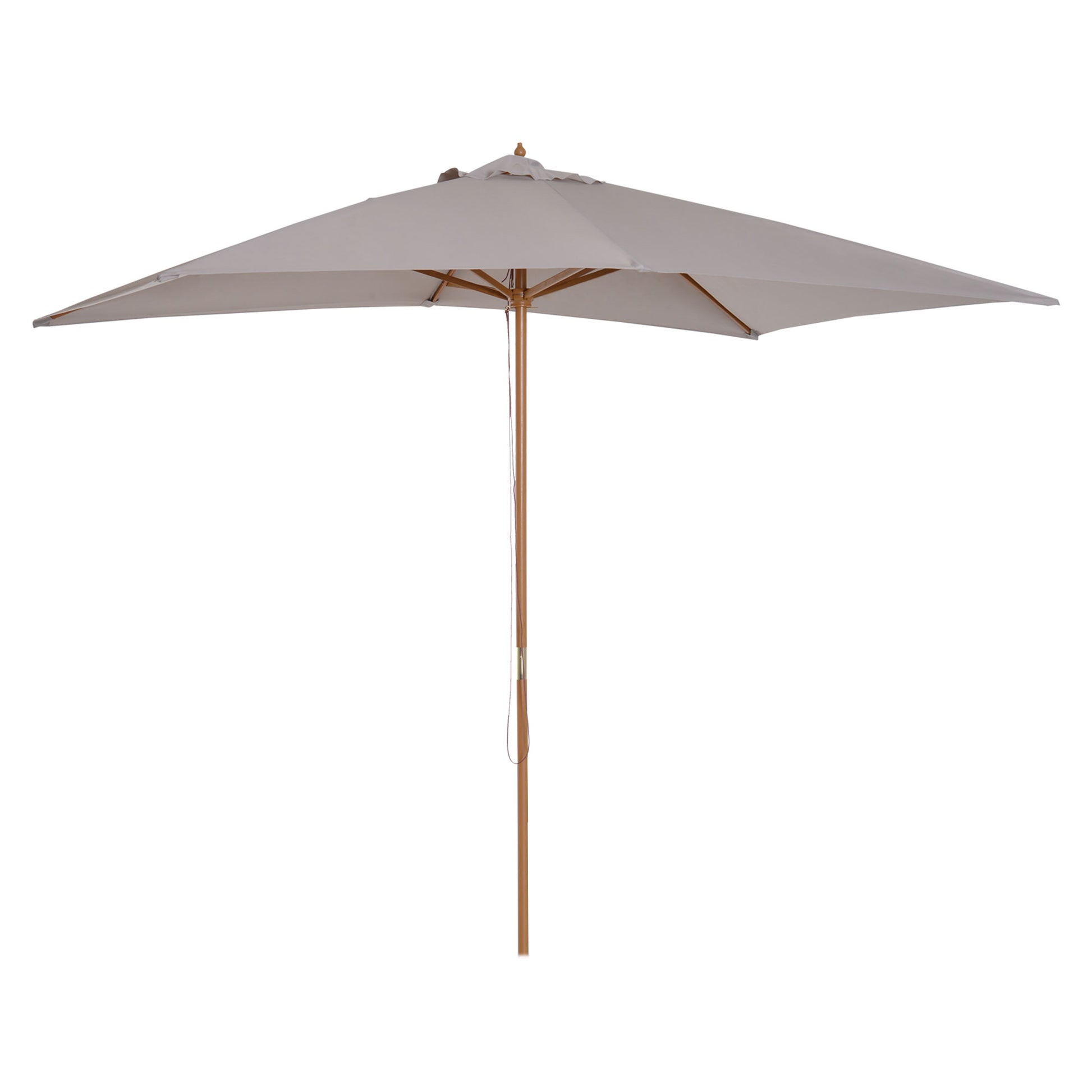 Patio Umbrella 295x200 cm with Wooden Pole Bamboo Ribs and Pulley Garden Parasol Rectangular Waterproof for Patio or Terrace Classic Style Gray