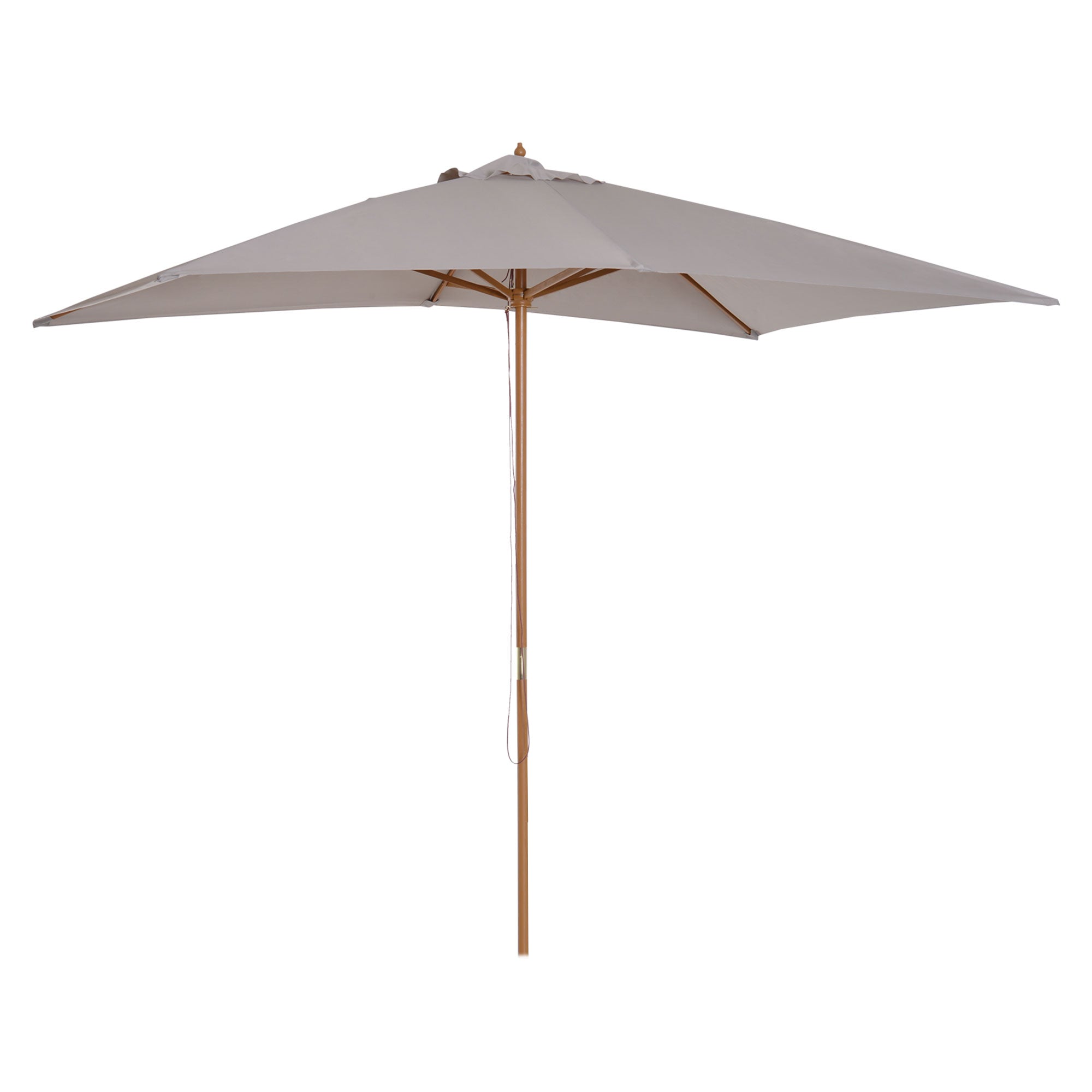 Patio Umbrella 295x200 cm with Wooden Pole Bamboo Ribs and Pulley Garden Parasol Rectangular Waterproof for Patio or Terrace Classic Style Gray
