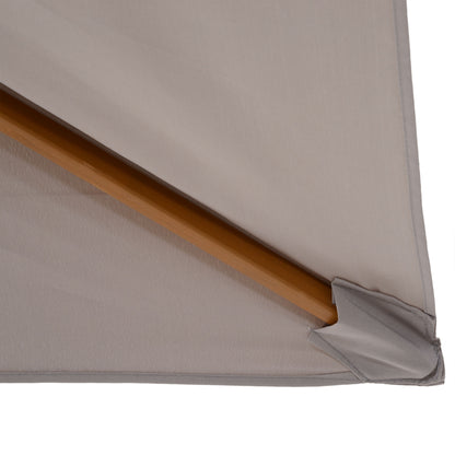 Patio Umbrella 295x200 cm with Wooden Pole Bamboo Ribs and Pulley Garden Parasol Rectangular Waterproof for Patio or Terrace Classic Style Gray