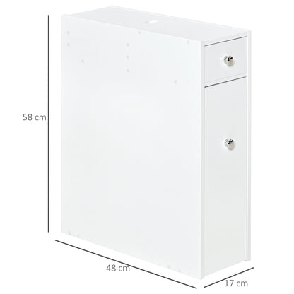 Bathroom Side Cabinet Bathroom Furniture with 2 Drawers and Upper Compartment with Lid for Sink Shower 17x48x58 cm White