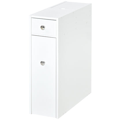 Bathroom Side Cabinet Bathroom Furniture with 2 Drawers and Upper Compartment with Lid for Sink Shower 17x48x58 cm White