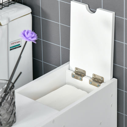 Bathroom Side Cabinet Bathroom Furniture with 2 Drawers and Upper Compartment with Lid for Sink Shower 17x48x58 cm White