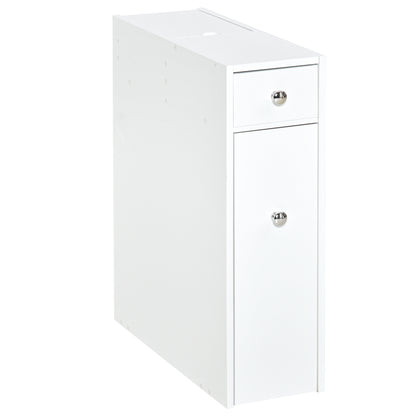 Bathroom Side Cabinet Bathroom Furniture with 2 Drawers and Upper Compartment with Lid for Sink Shower 17x48x58 cm White