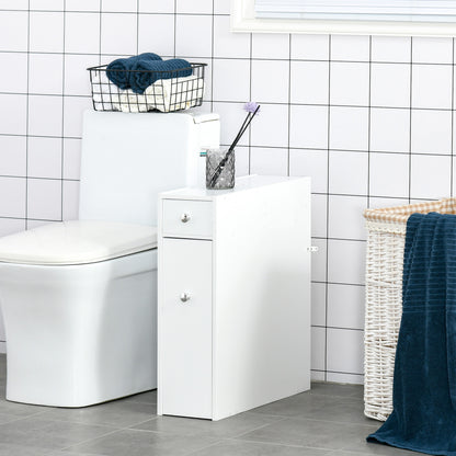 Bathroom Side Cabinet Bathroom Furniture with 2 Drawers and Upper Compartment with Lid for Sink Shower 17x48x58 cm White