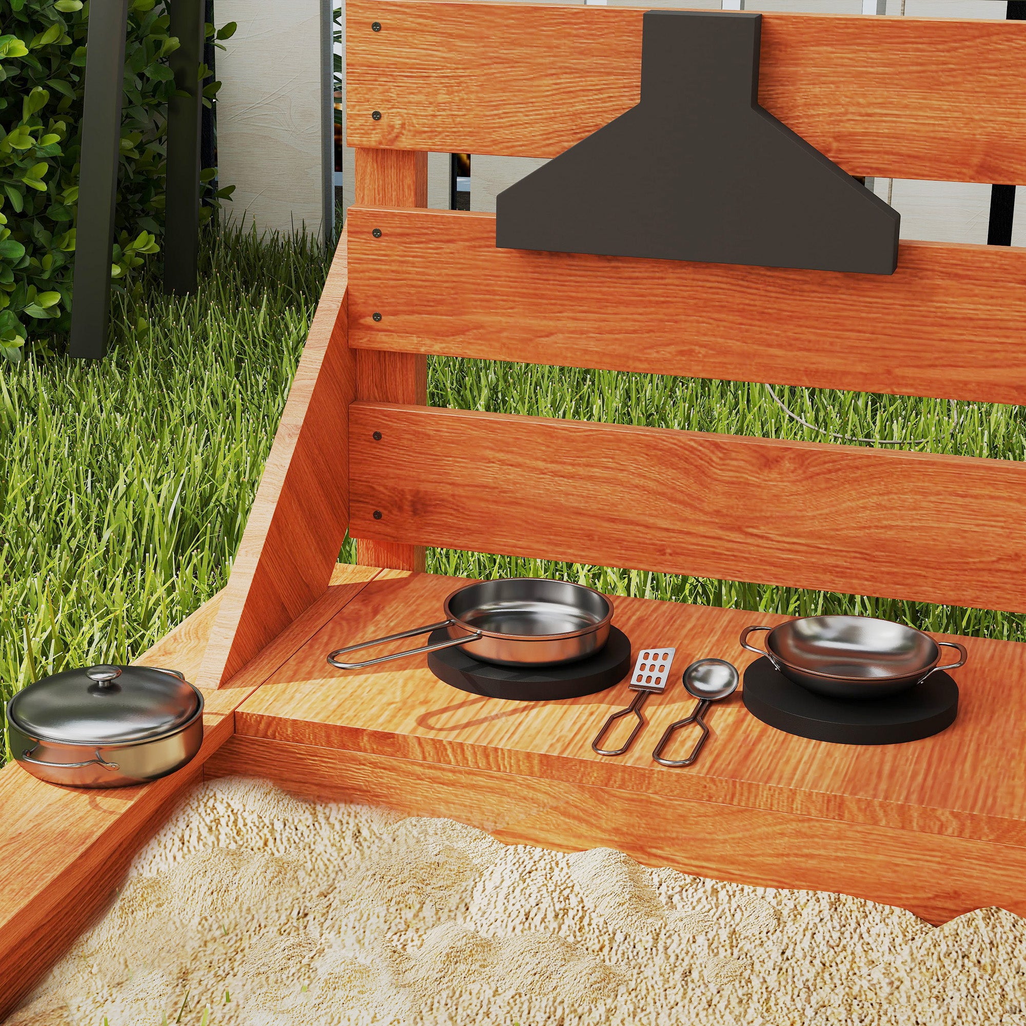 Sandbox Sandpit Large with Cover in Ship Design Wooden Mudpit Sailboat Playhouse with Kitchen Playset Storage for Kids 3-7 Years Green 180 x 103 x 144.5 cm