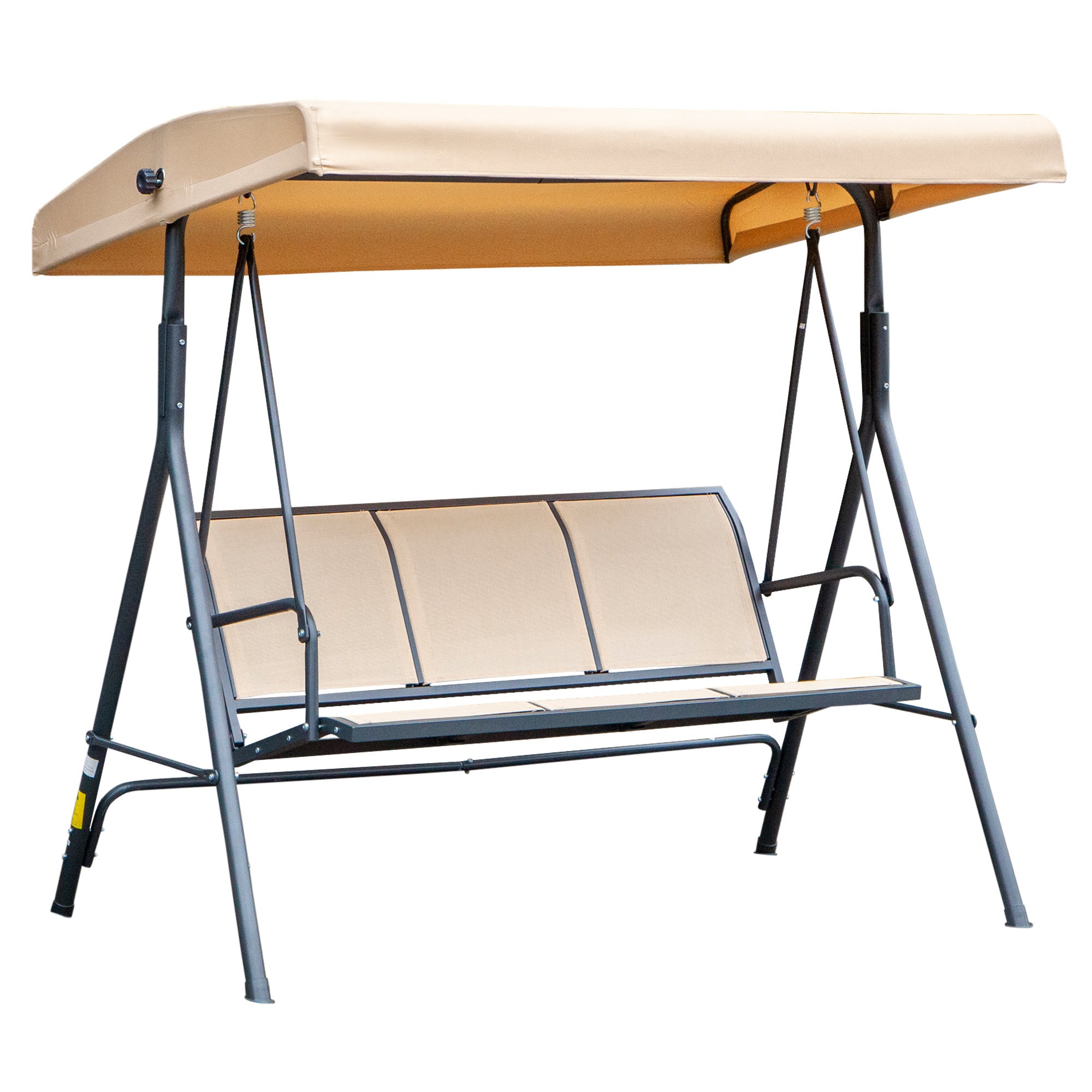 3-Seater Garden Swing with Great Comfort Adjustable Roof Inclination Ergonomic Steel Epoxy Textilene Beige