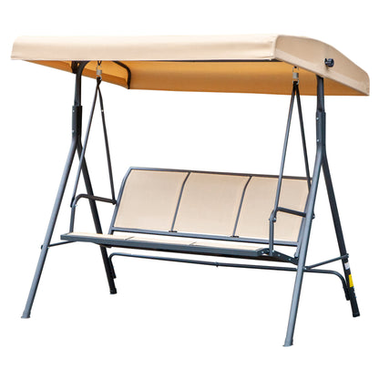 3-Seater Garden Swing with Great Comfort Adjustable Roof Inclination Ergonomic Steel Epoxy Textilene Beige