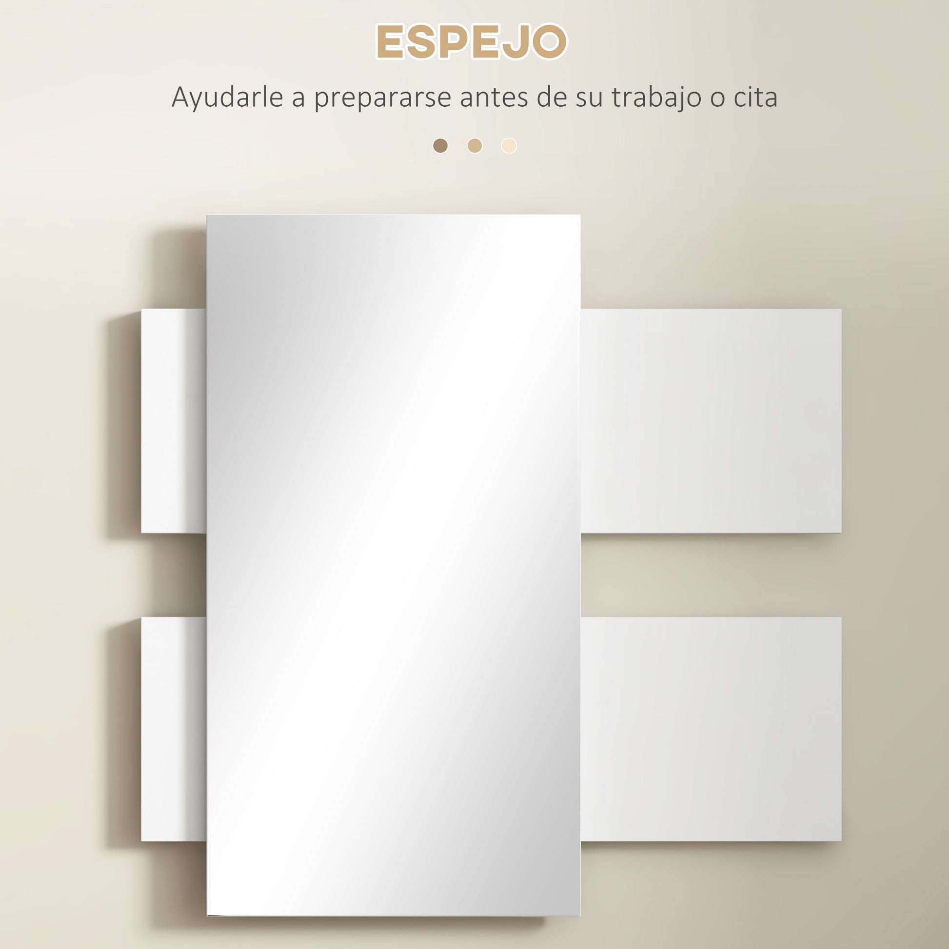Entryway Furniture Set Hallway Mirror and Drawer Hanging Entryway Modern Style 75x3.5x75 cm and 75x30.5x20 cm White and Gray