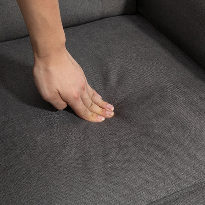 Wing Chair with Tufting, High Backrest, Upholstered Lounge Chair with Rounded Armrests, Wood Legs, for Bedroom, Living Room, up to 160 kg, Dark Gray