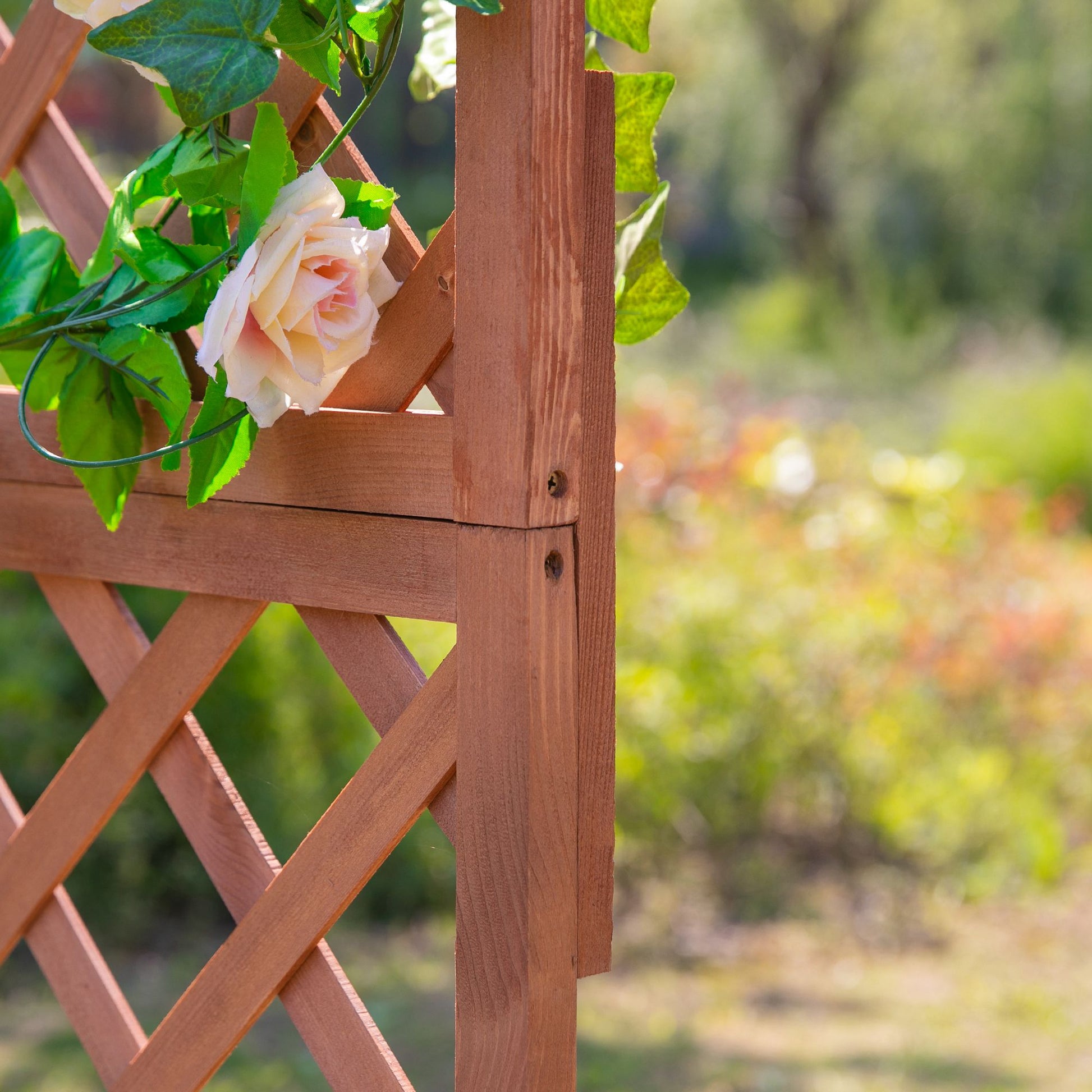 Raised Garden Bed Plant Box with Trellis, Planter Box Wood, 72.5x31.5x149.5cm for Garden Balcony Terrace, Planter for Climbing Plants, Flowers, Orange