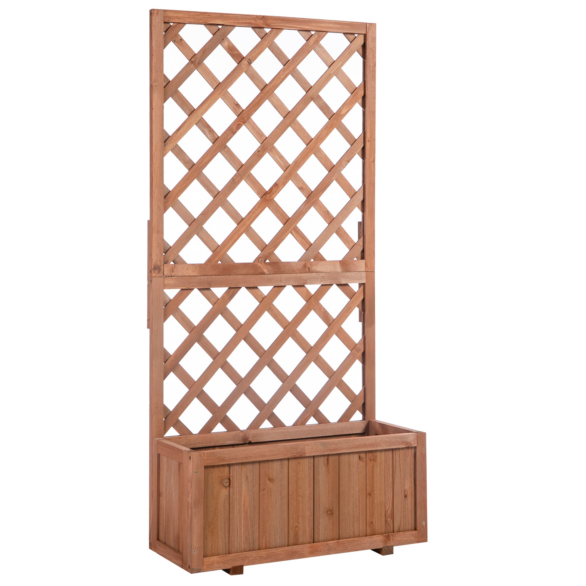 Raised Garden Bed Plant Box with Trellis, Planter Box Wood, 72.5x31.5x149.5cm for Garden Balcony Terrace, Planter for Climbing Plants, Flowers, Orange