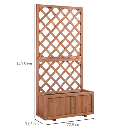 Raised Garden Bed Plant Box with Trellis, Planter Box Wood, 72.5x31.5x149.5cm for Garden Balcony Terrace, Planter for Climbing Plants, Flowers, Orange