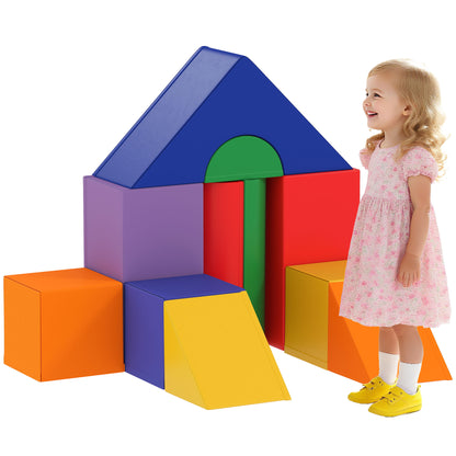 11-Piece Soft Building Blocks, Foam Blocks, Block Set for Playing, Climbing, Soft Giant Building Blocks, Building Bricks for 1-3 Year Old Kids, Faux Leather, Multicolor