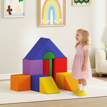 11-Piece Soft Building Blocks, Foam Blocks, Block Set for Playing, Climbing, Soft Giant Building Blocks, Building Bricks for 1-3 Year Old Kids, Faux Leather, Multicolor