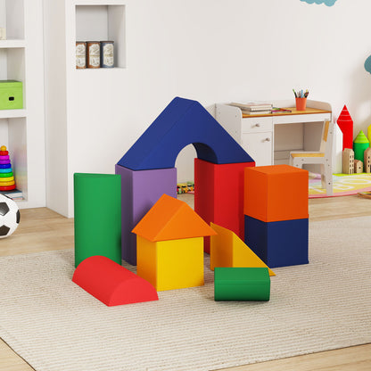 11-Piece Soft Building Blocks, Foam Blocks, Block Set for Playing, Climbing, Soft Giant Building Blocks, Building Bricks for 1-3 Year Old Kids, Faux Leather, Multicolor