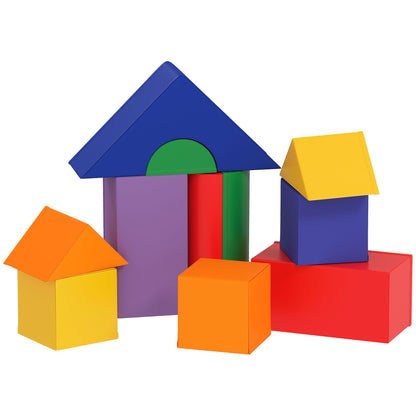 11-Piece Soft Building Blocks, Foam Blocks, Block Set for Playing, Climbing, Soft Giant Building Blocks, Building Bricks for 1-3 Year Old Kids, Faux Leather, Multicolor