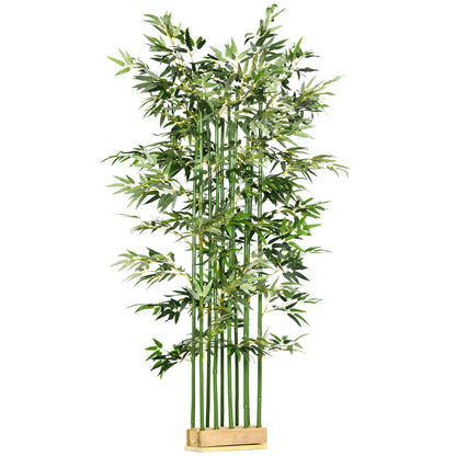 Artificial Bamboo, 180 cm Artificial Plant in Pine Wood Pot, Indoor Plant, Artificial Plants for Indoor, Outdoor, Decorative Plants, Green