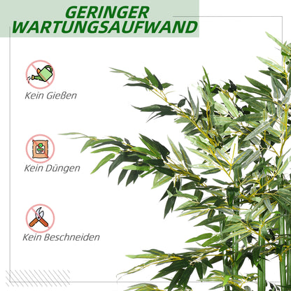 Artificial Bamboo, 180 cm Artificial Plant in Pine Wood Pot, Indoor Plant, Artificial Plants for Indoor, Outdoor, Decorative Plants, Green