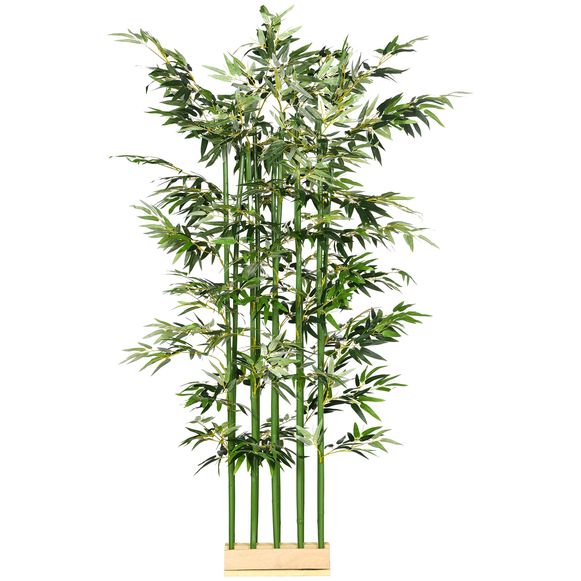 Artificial Bamboo, 180 cm Artificial Plant in Pine Wood Pot, Indoor Plant, Artificial Plants for Indoor, Outdoor, Decorative Plants, Green