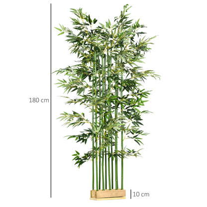 Artificial Bamboo, 180 cm Artificial Plant in Pine Wood Pot, Indoor Plant, Artificial Plants for Indoor, Outdoor, Decorative Plants, Green