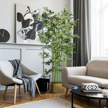 Artificial Bamboo, 180 cm Artificial Plant in Pine Wood Pot, Indoor Plant, Artificial Plants for Indoor, Outdoor, Decorative Plants, Green