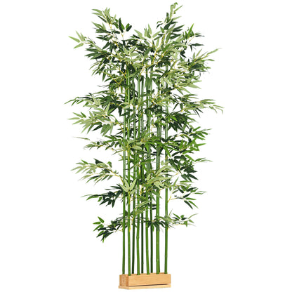 Artificial Bamboo, 180 cm Artificial Plant in Pine Wood Pot, Indoor Plant, Artificial Plants for Indoor, Outdoor, Decorative Plants, Green